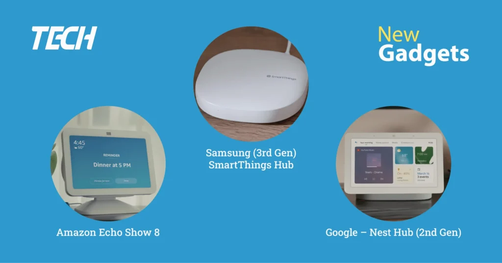 AI-Powered Gadgets - Amazon Echo Show 8 Smart Speaker, Google - Nest Hub (2nd Gen), Samsung (3rd Gen) SmartThings Hub