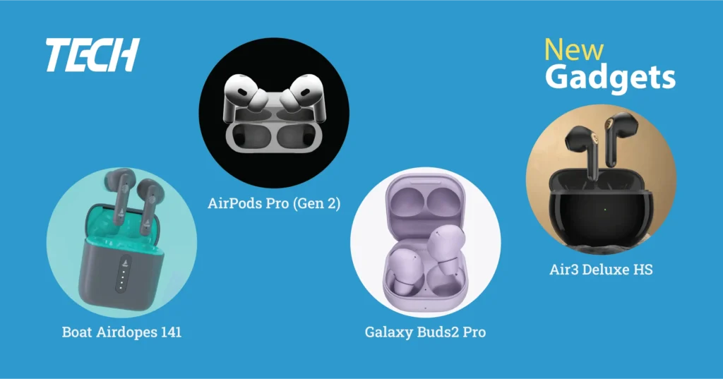 Portable Airpods - AirPods Pro (2nd Generation), Galaxy Buds2 Pro, Boat Airdopes 141, Soundpeats Earbuds Air3 Deluxe HS